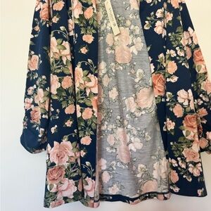 Studio B Floral Open Front Cardigan Size Medium